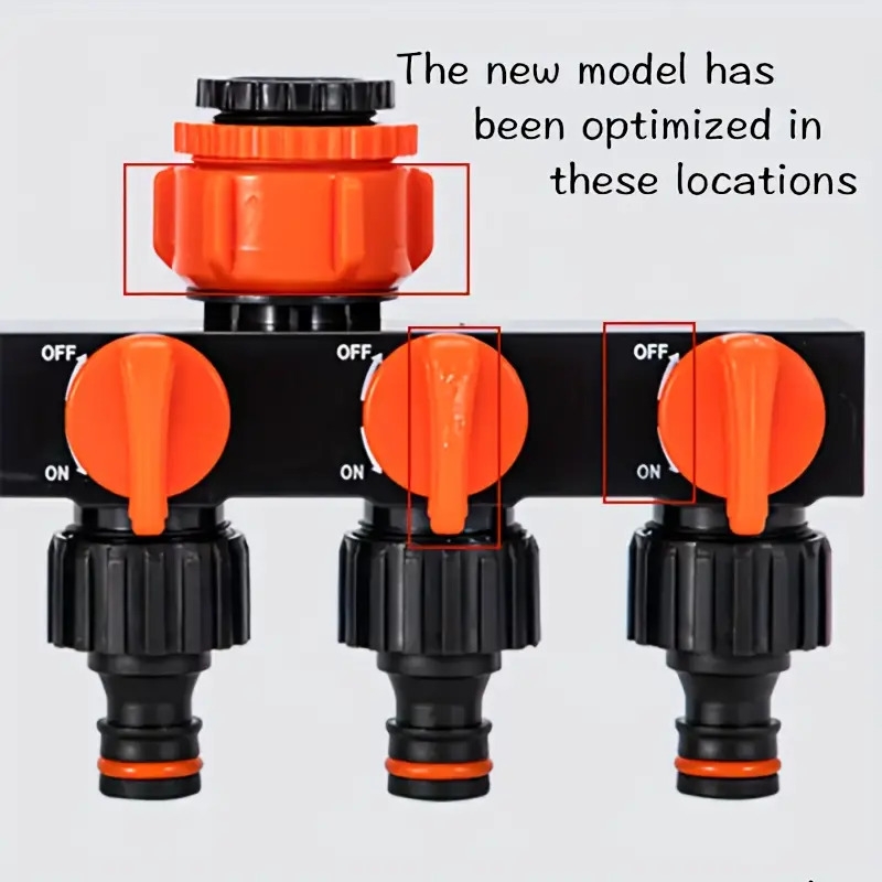 重型4路户外水管分流器,带独立开关阀 - 防漏水龙头连接件,美/欧标准螺纹适用于草坪、花园、洗车、泳池 - 重型结构承载大流量,水管分流器 商品详情 6