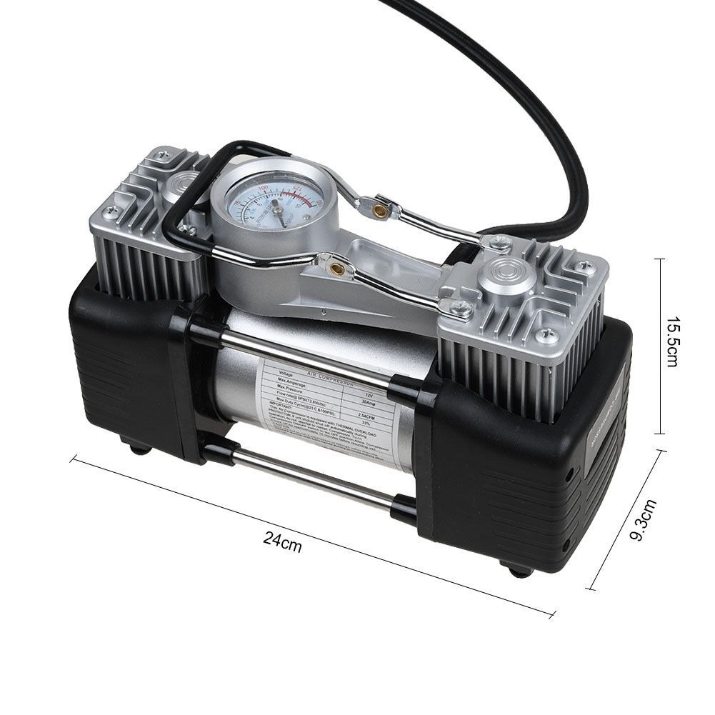Gonfleur de pneu à double cylindre DC 12 V monté sur véhicule, entretien d'urgence, outil de véhicule