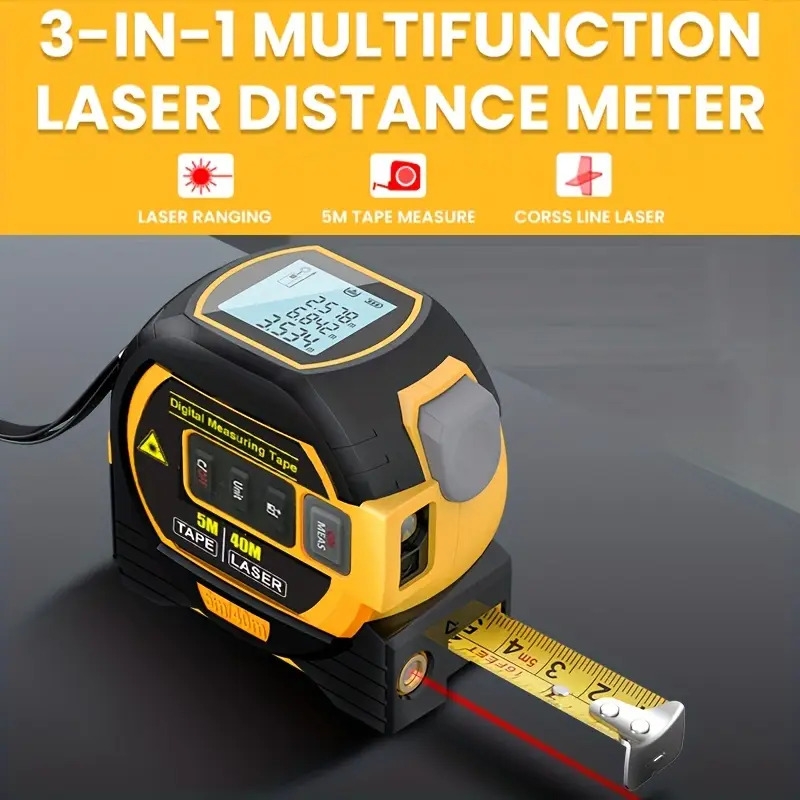 1pc laser tape measure 3 in 1 digital tape measure high precision laser rangefinder steel tape measure 1