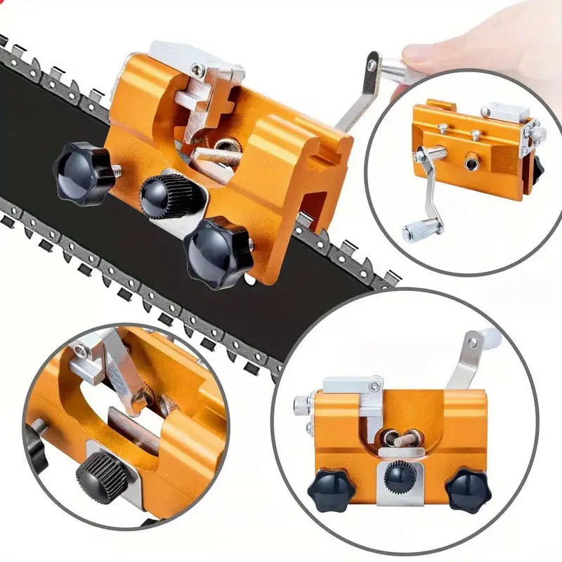1 set chainsaw sharpening kit fast chain saw sharpener tool portable chainsaw sharpening jig hand crank chainsaw blade sharpener electric chainsaw file sharpener accessories for all kinds of chain saws details 7