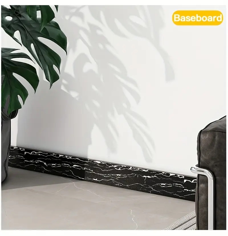 1卷=196.85英寸长x3.94英寸宽，加厚大卷大理石自粘踢脚线墙纸，即剥即贴，diy可拆卸，无残留移除，易粘贴，pet乙烯基材料，防水，防潮，易打理，可水洗，适用于电视背景墙门框相框装饰贴纸，家具饰品。客厅墙角，天花墙角，厨房角落，卫生间隔断踢脚线墙贴，翻新壁纸 商品详情 8