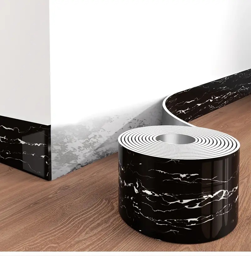 1卷=196.85英寸长x3.94英寸宽，加厚大卷大理石自粘踢脚线墙纸，即剥即贴，diy可拆卸，无残留移除，易粘贴，pet乙烯基材料，防水，防潮，易打理，可水洗，适用于电视背景墙门框相框装饰贴纸，家具饰品。客厅墙角，天花墙角，厨房角落，卫生间隔断踢脚线墙贴，翻新壁纸 商品详情 1