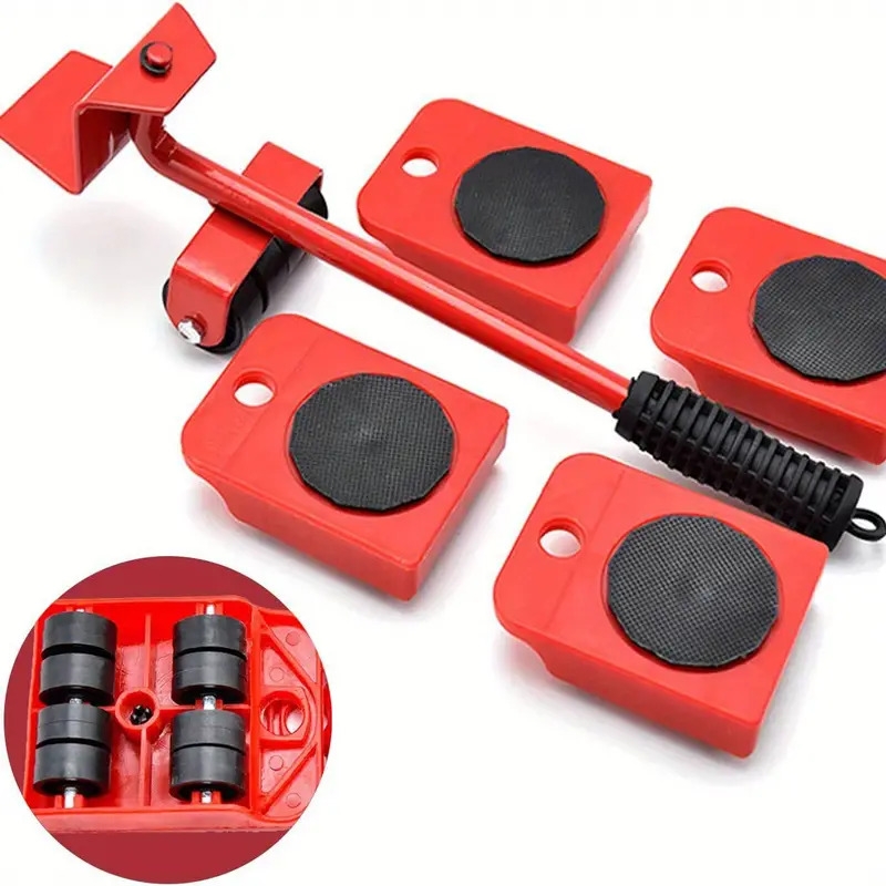 set of 5 furniture lifter 3 9 x3 07 furniture slides kit furniture move roller tools 360 degree rotatable pads easily redesign and rearrange living space sofa easy plastic and carbon steel red 7