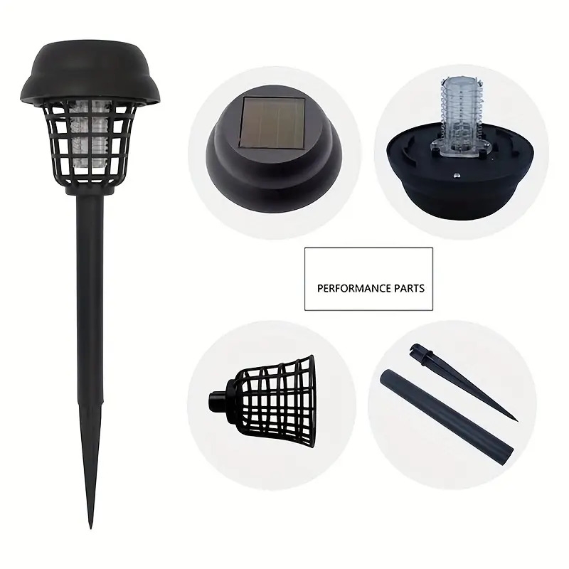 2pcs solar mosquito killer lamp waterproof outdoor garden fly trap lamp outdoor yard mosquito trap electric shock insect killing mosquito repellent lamp details 5