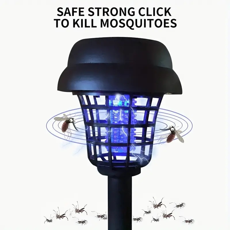 2pcs solar mosquito killer lamp waterproof outdoor garden fly trap lamp outdoor yard mosquito trap electric shock insect killing mosquito repellent lamp details 0