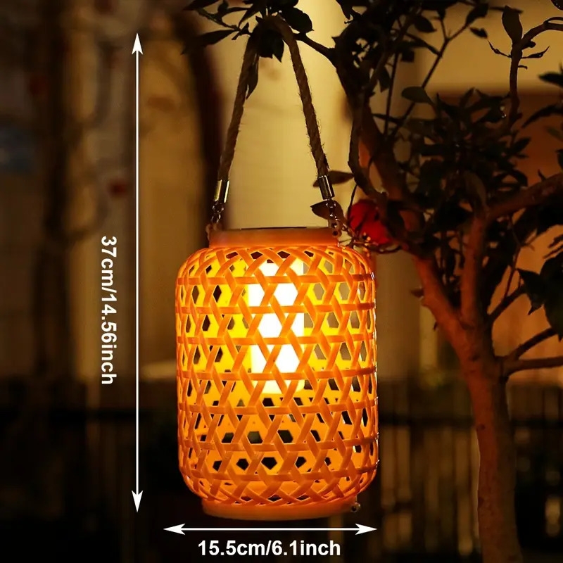 solar outdoor lights - solar lanterns with automatic  , warm  , solar-powered chandelier for garden, patio, party, lawn, tree decoration - energy-  landscape lighting, outdoor solar lights, patio ambiance, rustic charm, rattan design, garden lighting, vintage lantern, durable construction, ecoconscious buyers 2