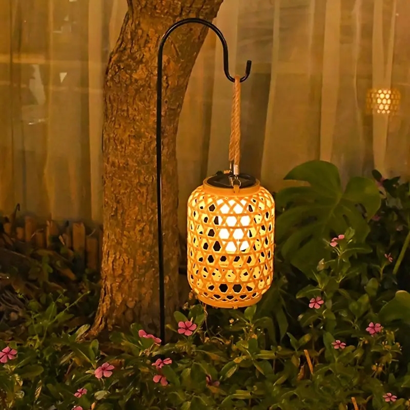 solar outdoor lights solar lanterns with automatic on off warm   solar powered chandelier for garden   lawn tree decoration energy   landscape lighting outdoor solar lights patio ambiance rustic charm rattan design garden lighting vintage lantern durable construction ecoconscious buyers 1pc 8