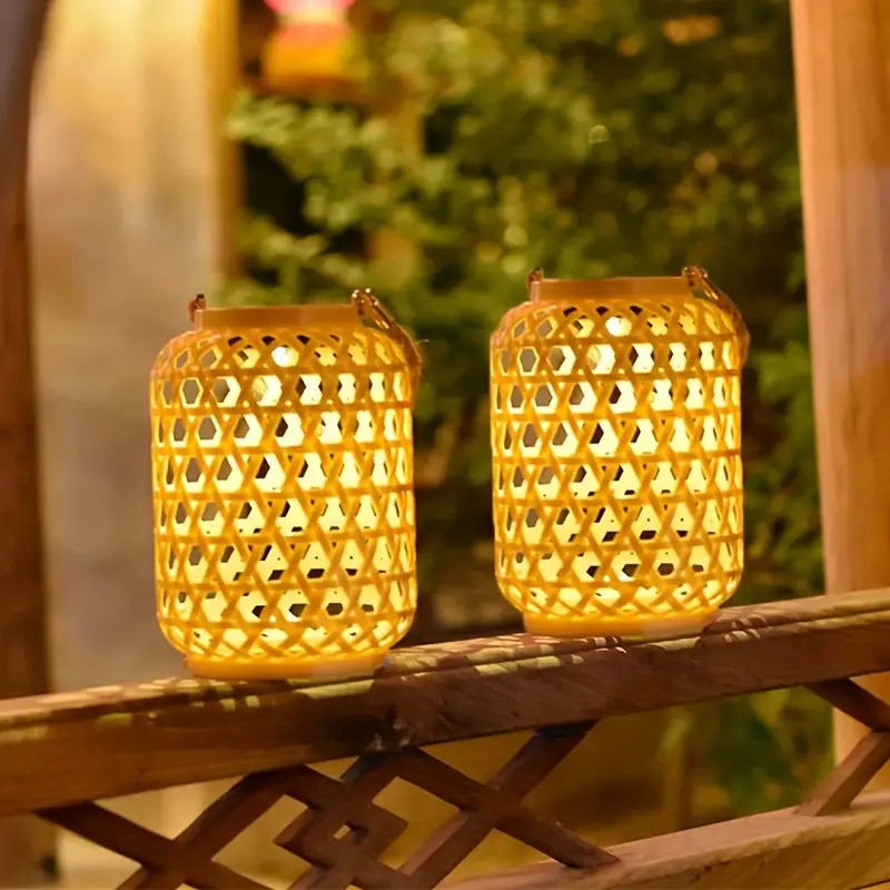 solar outdoor lights solar lanterns with automatic on off warm   solar powered chandelier for garden   lawn tree decoration energy   landscape lighting outdoor solar lights patio ambiance rustic charm rattan design garden lighting vintage lantern durable construction ecoconscious buyers 2pcs 9