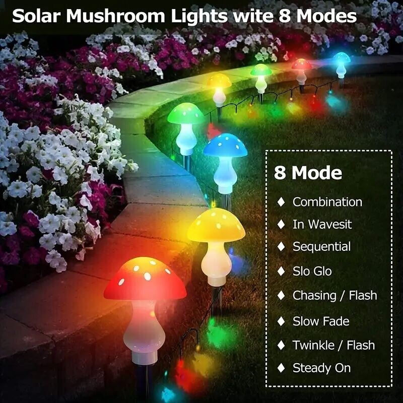 12led 8led solar mushroom light multi color changing led outdoor flowers garden courtyard yard patio outside christmas holiday decor led lights halloween christmas decorations halloween gifts details 6