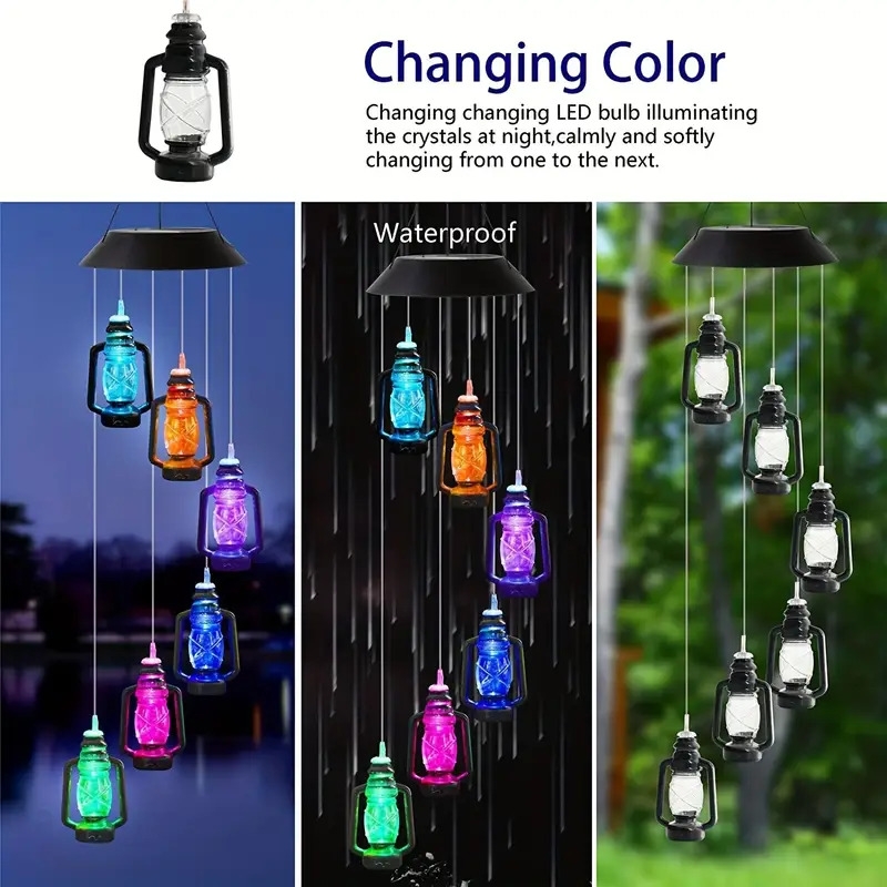 1pc vintage decor wind chimes outdoor solar wind chime kerosene bottle shape wind bell solar kerosene lantern lamp for backyard home porch garden decoration outdoor hanging lantern outdoor decor 4
