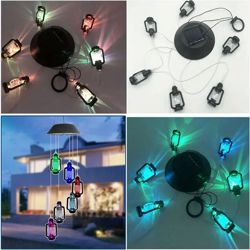 1pc vintage decor wind chimes outdoor solar wind chime kerosene bottle shape wind bell solar kerosene lantern lamp for backyard home porch garden decoration outdoor hanging lantern outdoor decor details 3