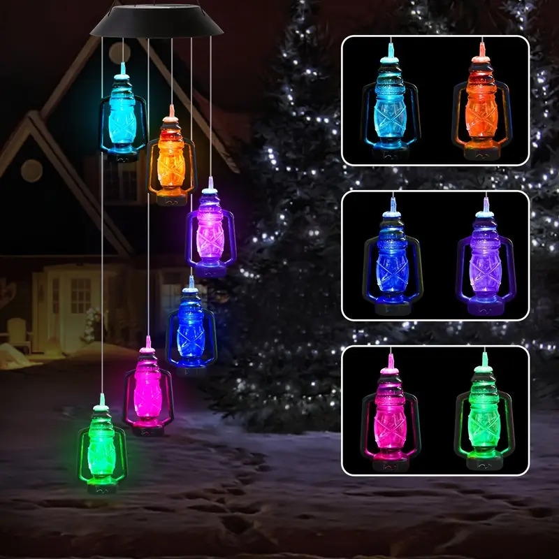 1pc vintage decor wind chimes outdoor solar wind chime kerosene bottle shape wind bell solar kerosene lantern lamp for backyard home porch garden decoration outdoor hanging lantern outdoor decor 0