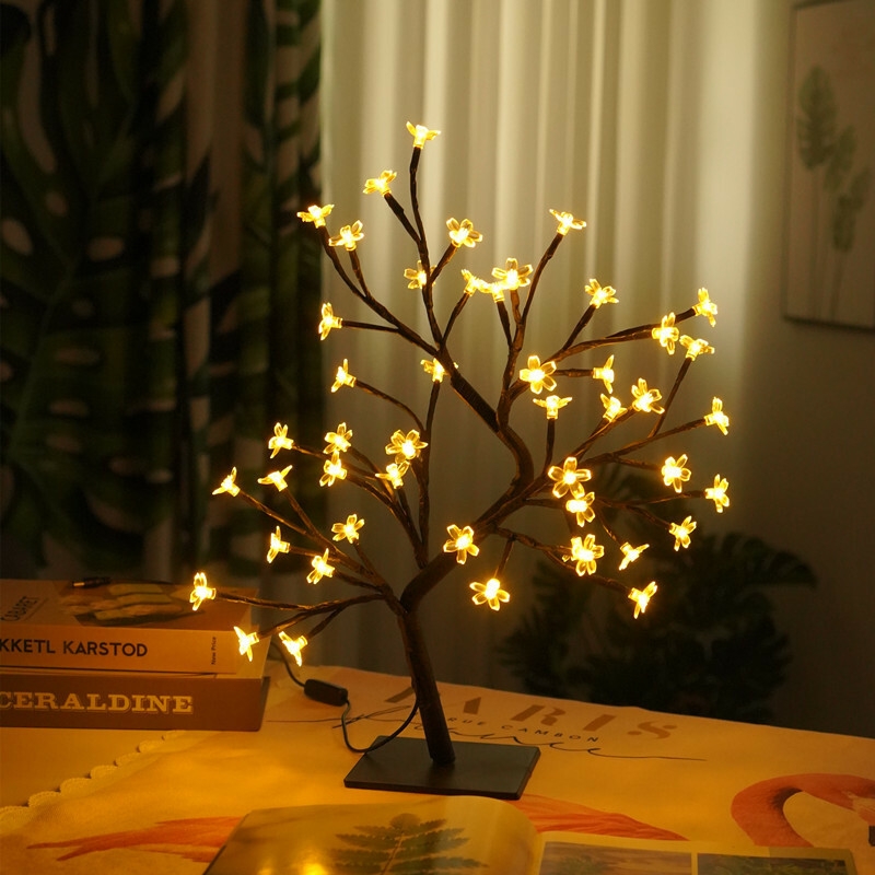 Lumières de fleurs de cerisier, lumières décoratives LED, perles de lampe  LED, lumières jaunes chaudes, interface USB, pour