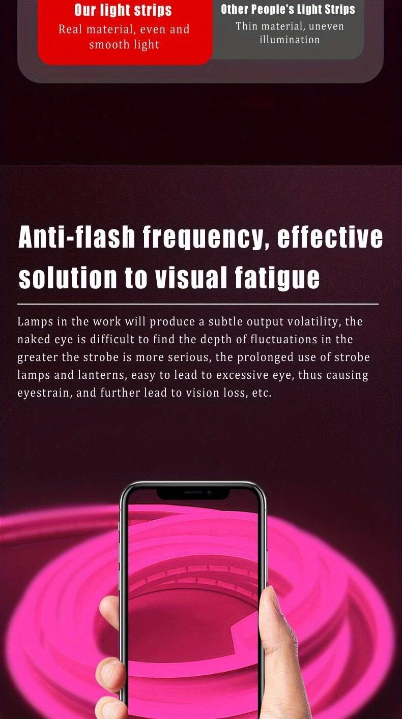 1条粉色led霓虹灯带,usb供电,带按钮控制,安全电压5v,适合生日派对装饰和圣诞户外活动 - 无需电池 详情 2