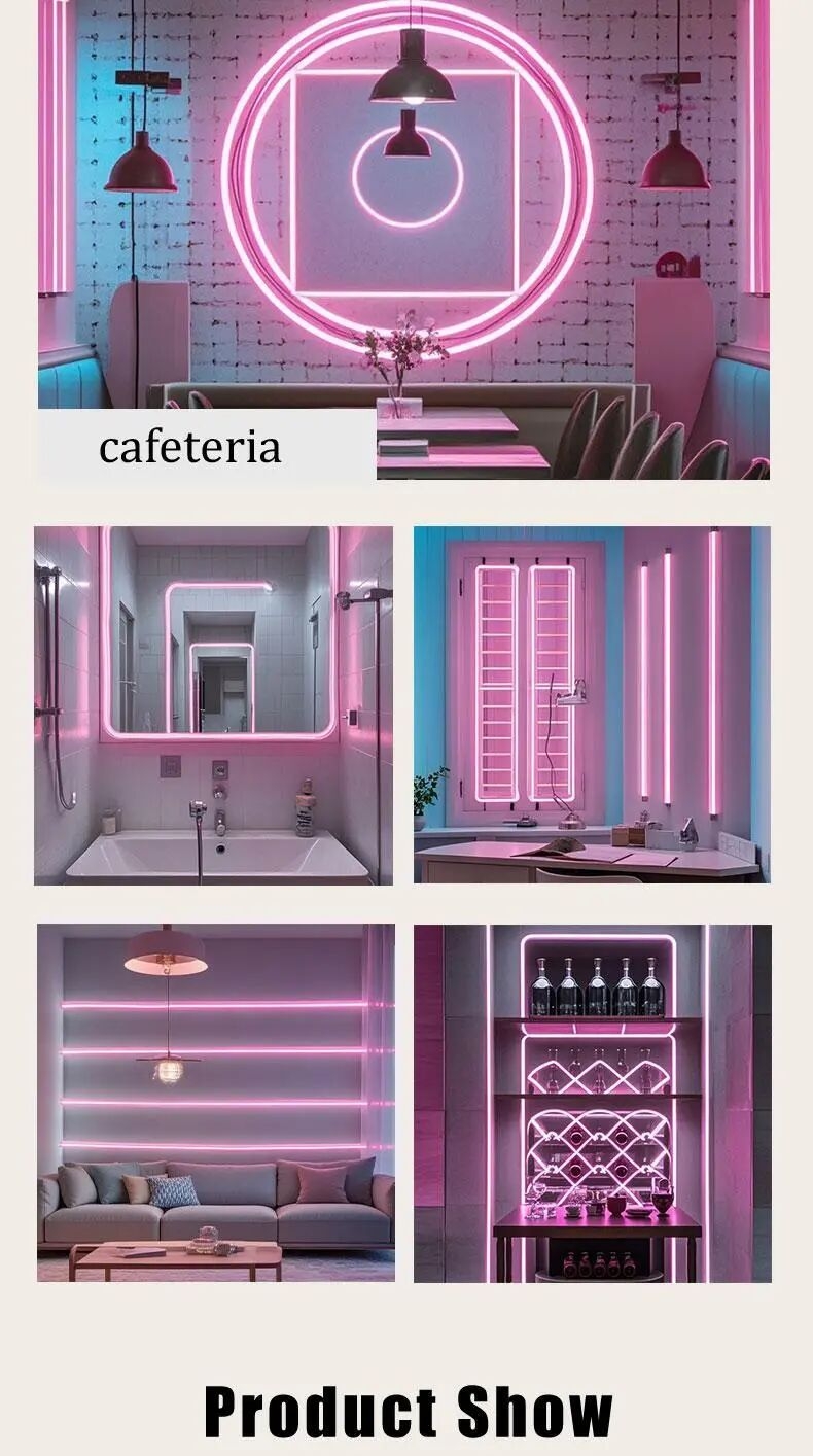 1条粉色led霓虹灯带,usb供电,带按钮控制,安全电压5v,适合生日派对装饰和圣诞户外活动 - 无需电池 详情 9