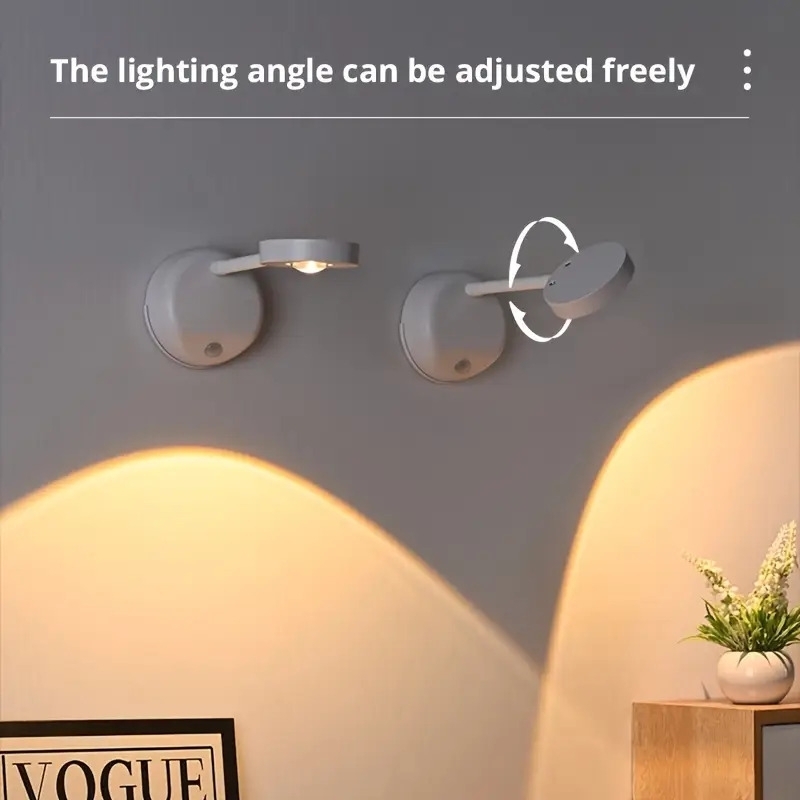 motion sensor led spotlight cordless painting picture light rechargeable battery powered night light timer remote controller 360 rotate dimmable 3 color temperatures for stairs living room bed room aisle hallway display art work closets cabinets details 6