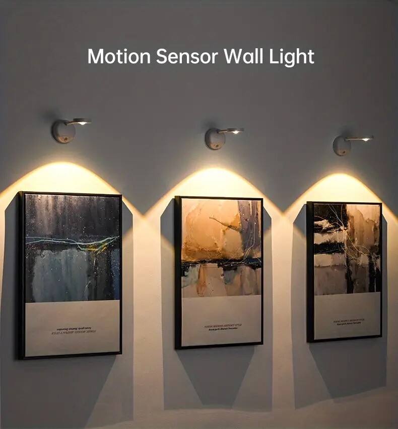 1pc rechargeable motion sensor led wall light wireless wall monted night light battery powered induction wall lamp for gallery stairshallwaycorridorliving room and bedroom decor details 0