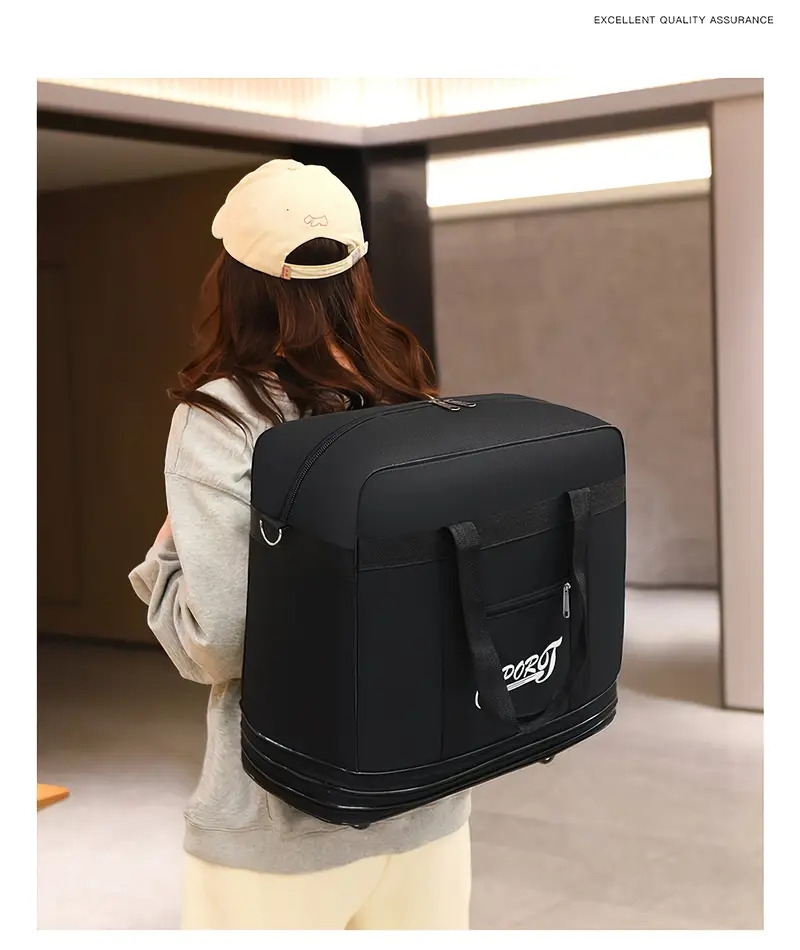 1pc waterproof folding portable travel bag with wheels multilayer large capacity trolley suitcase bag lightweight business duffel bag details 21
