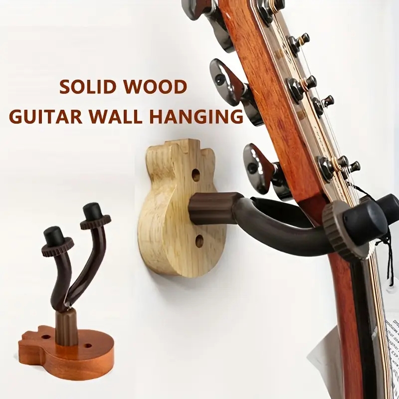 Solid Wood Guitar Wall Hanging, NALU V-Shape Guitar Holder, Mixed Color Hardwood Guitar Hanger, Guitar Accessory for Home Decor