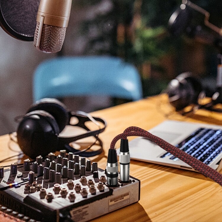 1m 红黑网 TRS 6.35mm公转卡农母 麦克风XLR平衡线 - B7