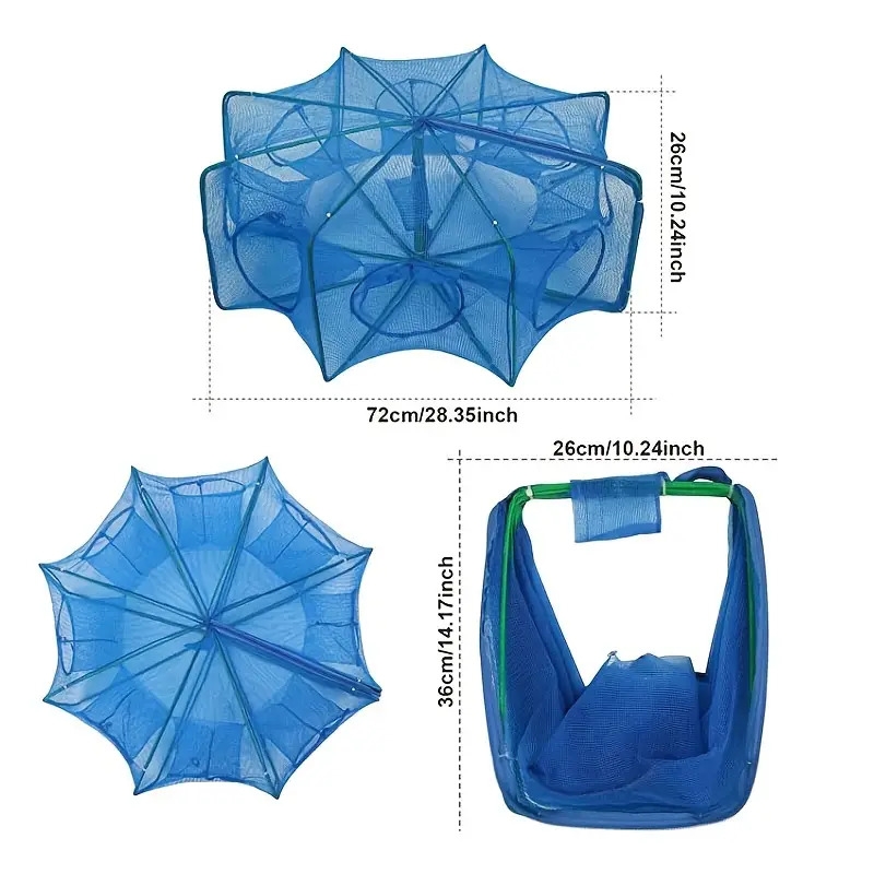 with this portable foldable nylon mesh fishing net   shrimp crab and lobster 6