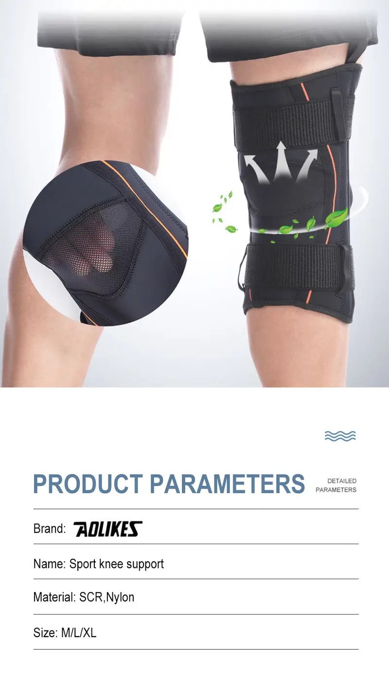 1pc neoprene knee support with four spring support provides compression and stability for sports and exercise order one size up details 7