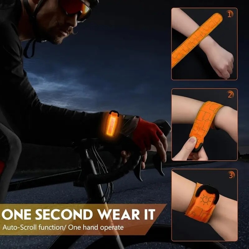 led armband rechargeable for running walking at night 2 pack running lights for runners running lights high visibility reflective running gear adjustable light up bands for men women kids 5