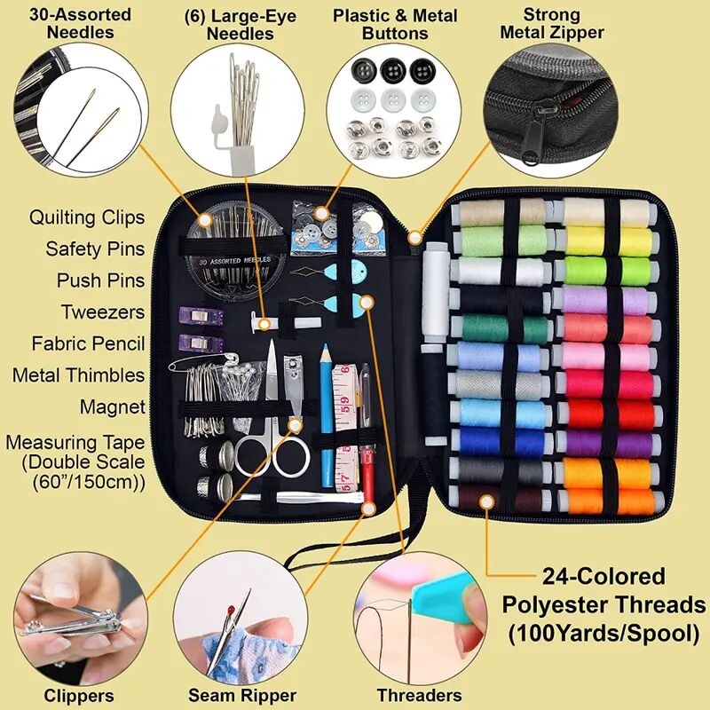 sewing kit with 100 sewing supplies and accessories 24 color threads needle and thread kit products for small fixes basic mini travel sewing kit for emergency repairs 2