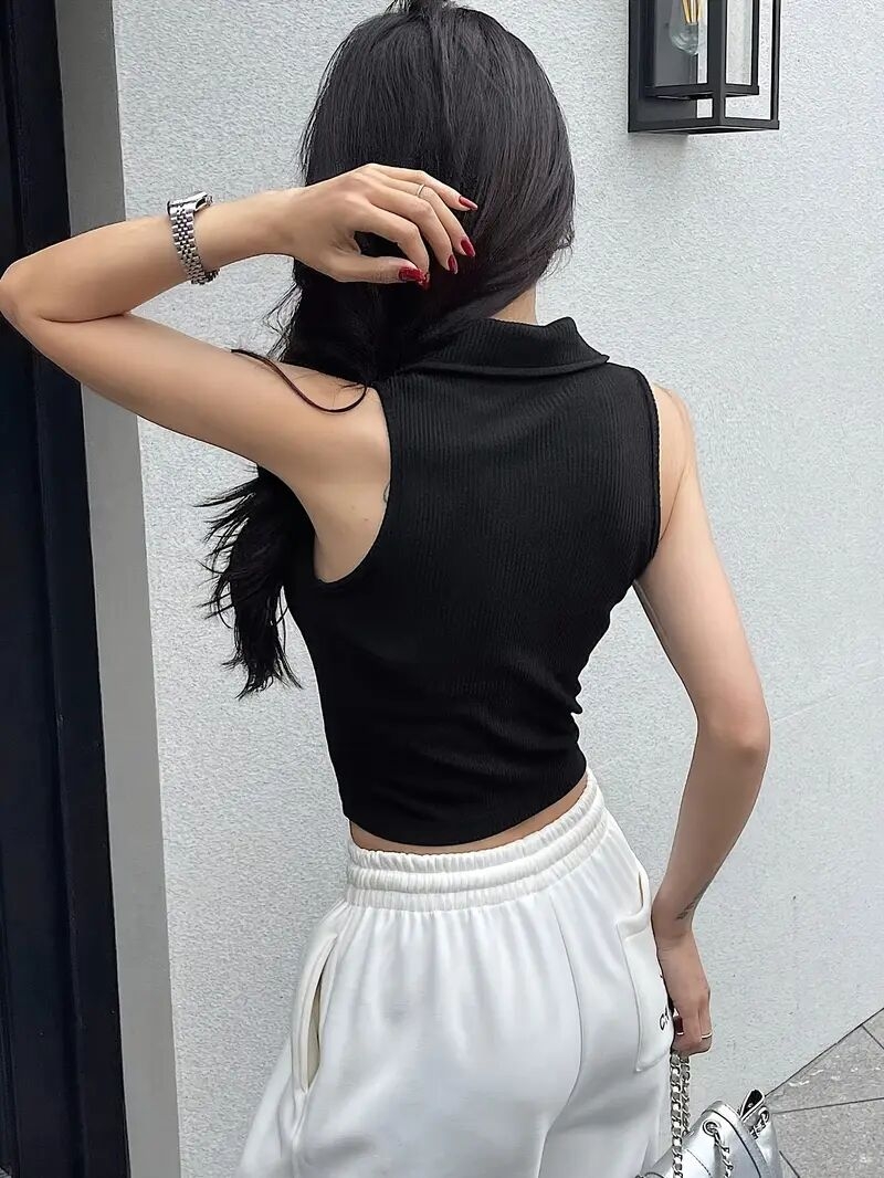 top   manches sexy à collet petit en couleur   Détails du produit 0