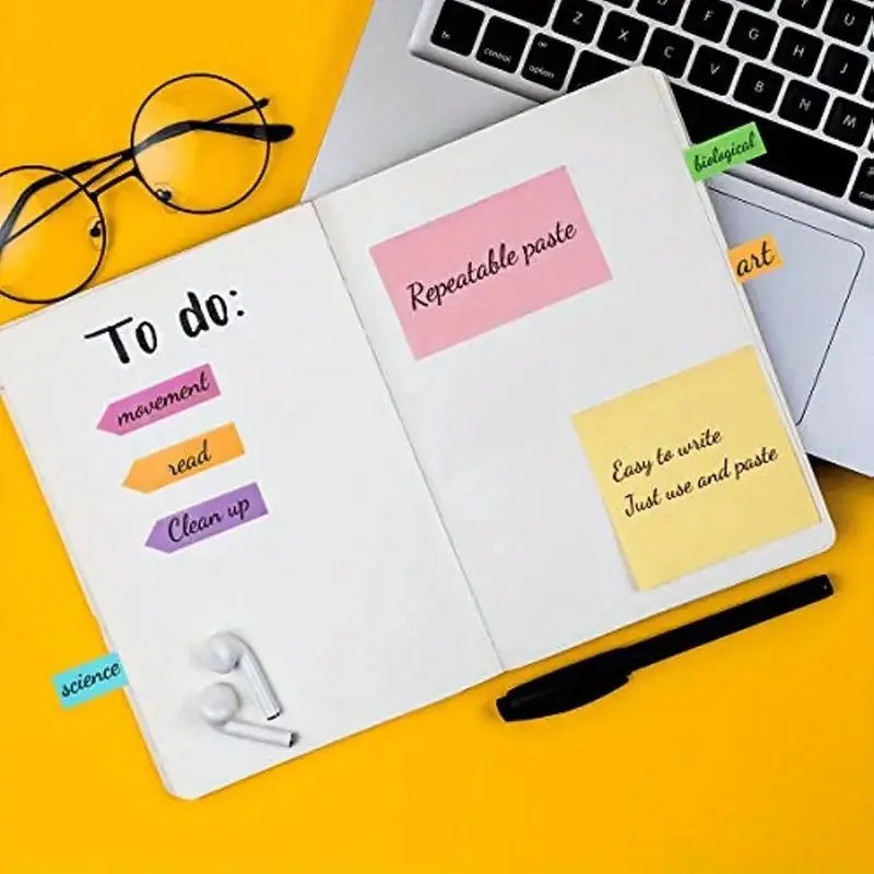 multicolor sticky note set color memo pads with faux leather packing box colored divider self stick notes pads bundle with calendar for office school home details 5