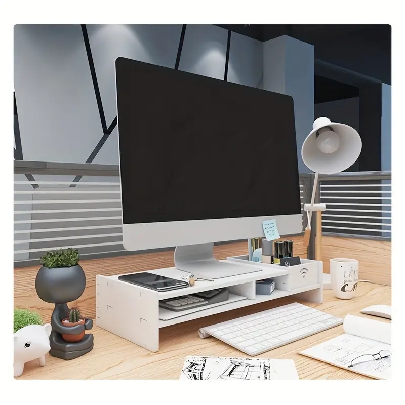 office multi functional drawer storage rack desktop computer raise stand desktop screen monitor stand details 4