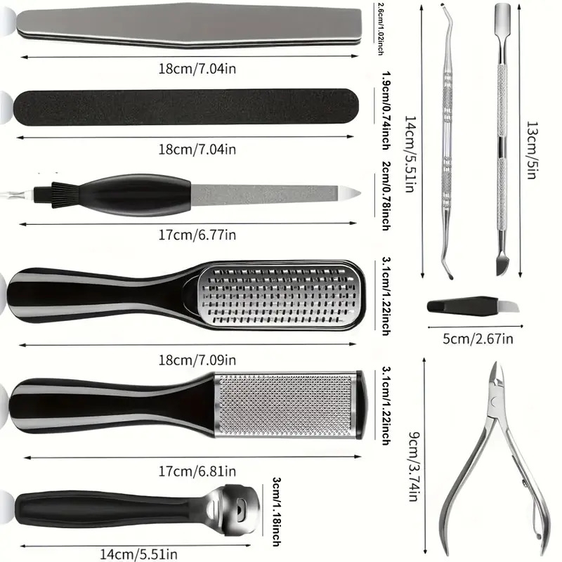 26 in 1 professional pedicure tools set stainless steel foot care kit foot rasp dead skin remover pedicure kit for men women travel 0 62lb 3