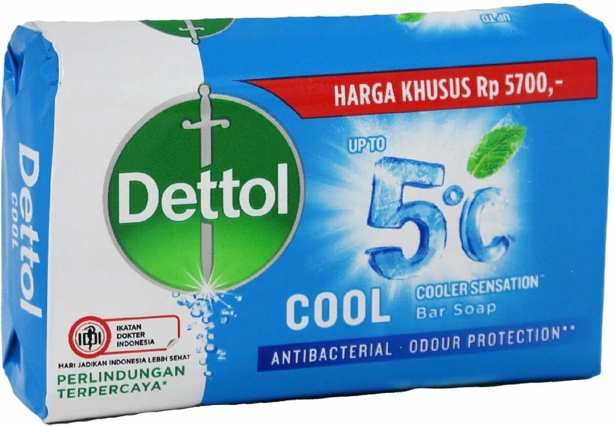 Bloc de savon antibactérien Dettol 105 Grammes, Cool (menthol), Pro fresh, bloc de savon désinfectant, tablette de savon, savon pour les mains, emballé par 6 pièces