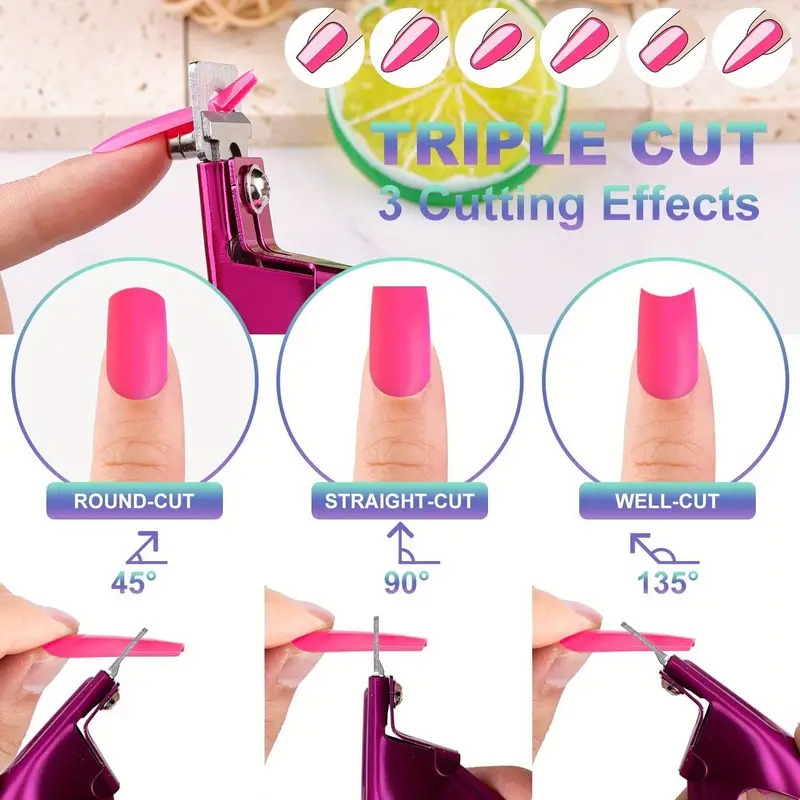 11件套专业指甲剪 - 重型不锈钢u型假指甲刀，带锋利刀片，符合人体工程学握把 - 适用于美甲沙龙、家庭、亚克力指甲，带刻度的指甲剪，美甲技术用品，美甲产品和设备，美甲用品 3