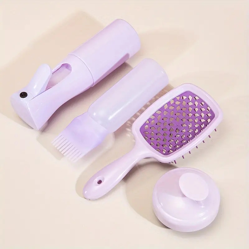 4pcs silicone massage shampoo continuous high pressure spray bottle oil baking bottle hollow air cushion comb set household hairdressing tools suitable for everyone details 3