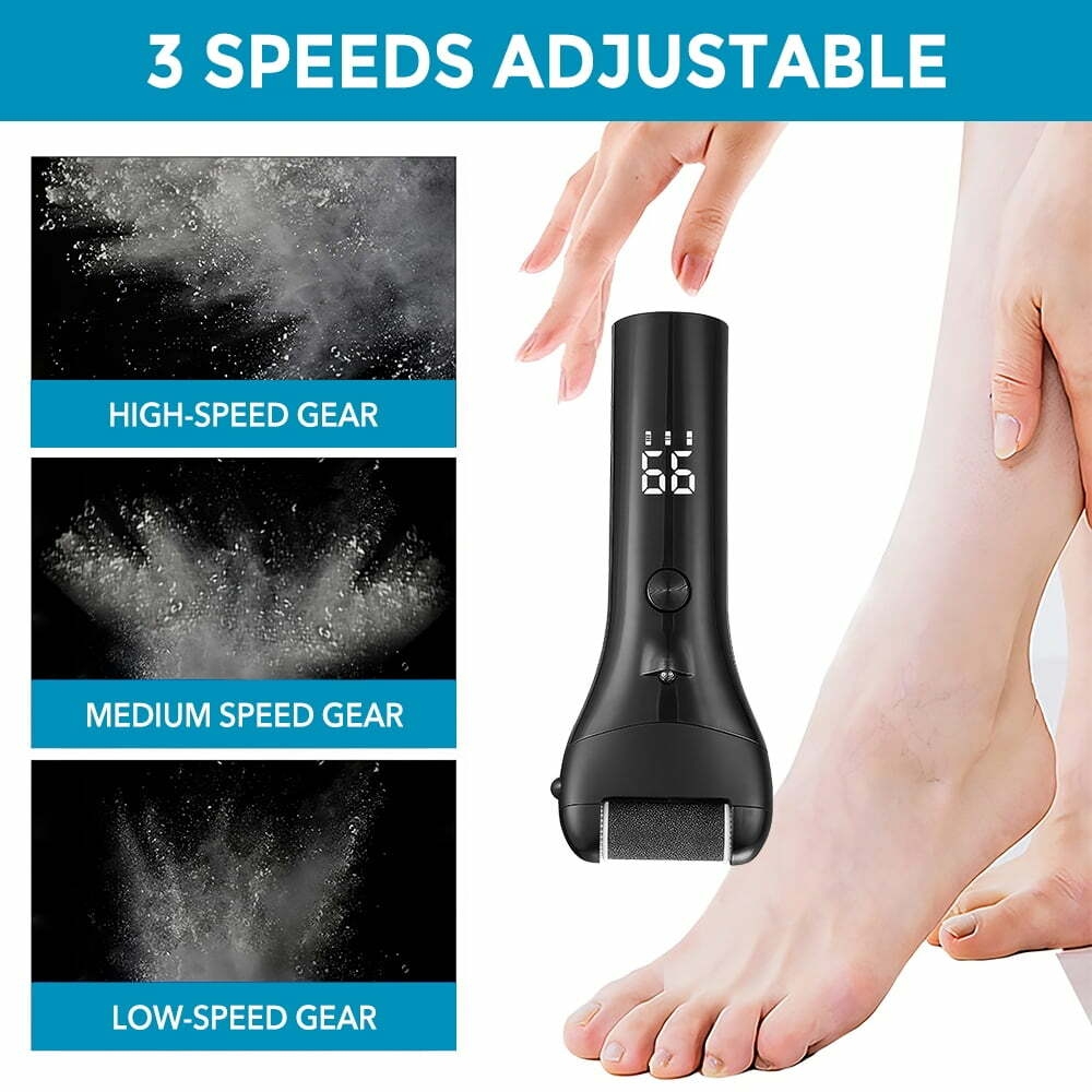 Electric Foot Callus Remover, Rechargeable Portable Electronic Foot File Pedicure Kits, Waterproof Foot Scrubber File, 16 in1 Professional Pedicure Tools, Foot Care for Dead Skin Ideal Gift, 3 Rollers