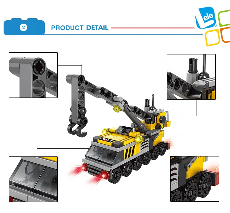 Lele Brother Cheap Gift Construction Team 6-in-1 Mini Truck Crane City Engineering Block Toy