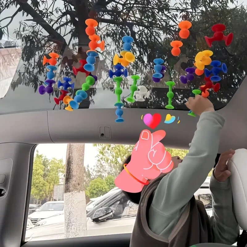 40件彩色硅胶吸盘积木套装,建筑感官玩具,旅行玩具,窗户玩具,感恩节圣诞节生日派对礼物 - 无需电池,适合万圣节、圣诞节活动及派对用品 商品详情 3