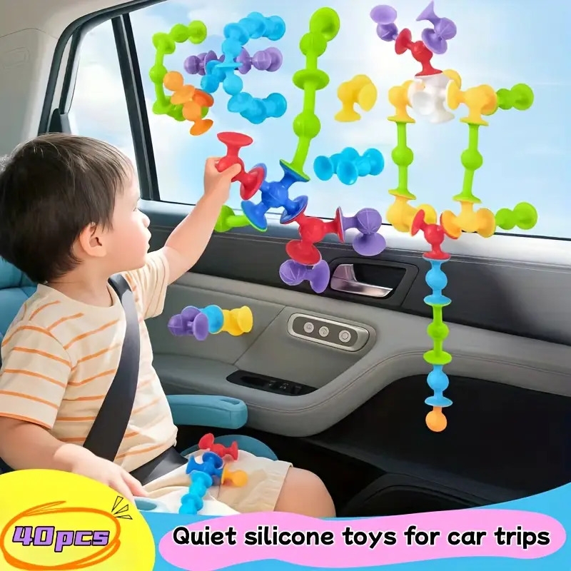 40件彩色硅胶吸盘积木套装,建筑感官玩具,旅行玩具,窗户玩具,感恩节圣诞节生日派对礼物 - 无需电池,适合万圣节、圣诞节活动及派对用品 商品详情 1