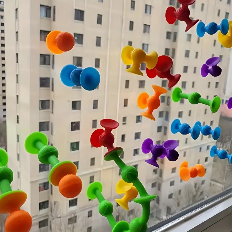 40件彩色硅胶吸盘积木套装,建筑感官玩具,旅行玩具,窗户玩具,感恩节圣诞节生日派对礼物 - 无需电池,适合万圣节、圣诞节活动及派对用品 商品详情 4