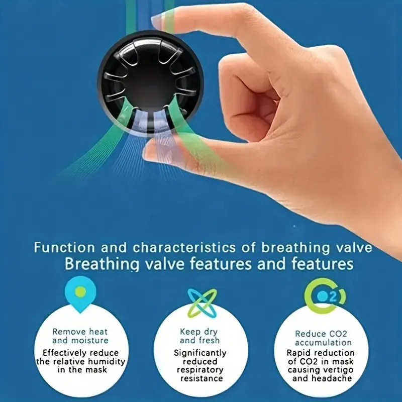 1 2pcs removable face mask reusable face mask with exhalation valve transparent and visible removable eye mask oral filter outdoor activity equipment dustproof suitable for women and men 5