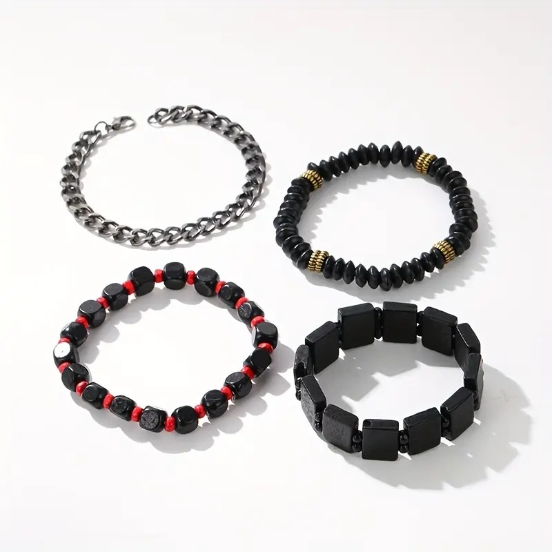 1pc bracelet 1pc mens quartz watch 4pcs bracelets set ideal choice for gifts details 8