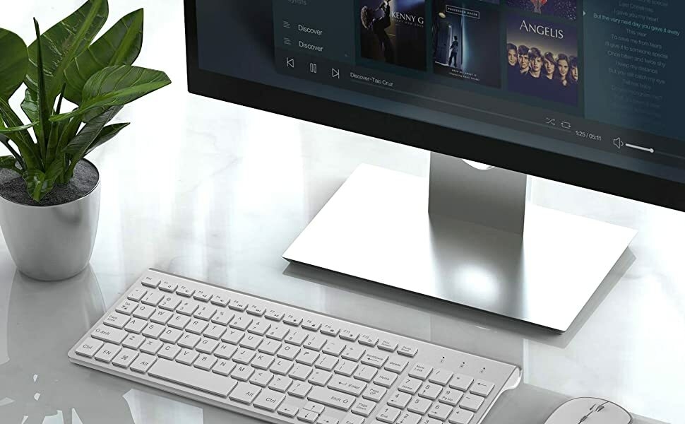 clavier et souris blancs fins