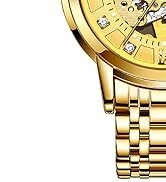 Montre squelette en or pour homme OLEVS, mécanique automatique, remontage automatique, robe de luxe en acier inoxydable...