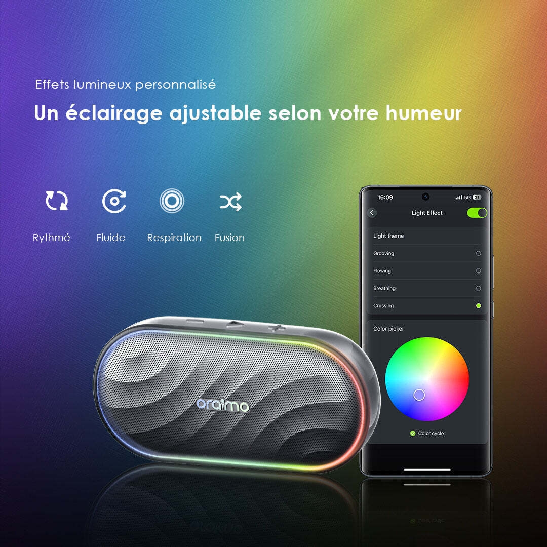 Enceinte oraimo SpaceBox lumières LED personnalisables