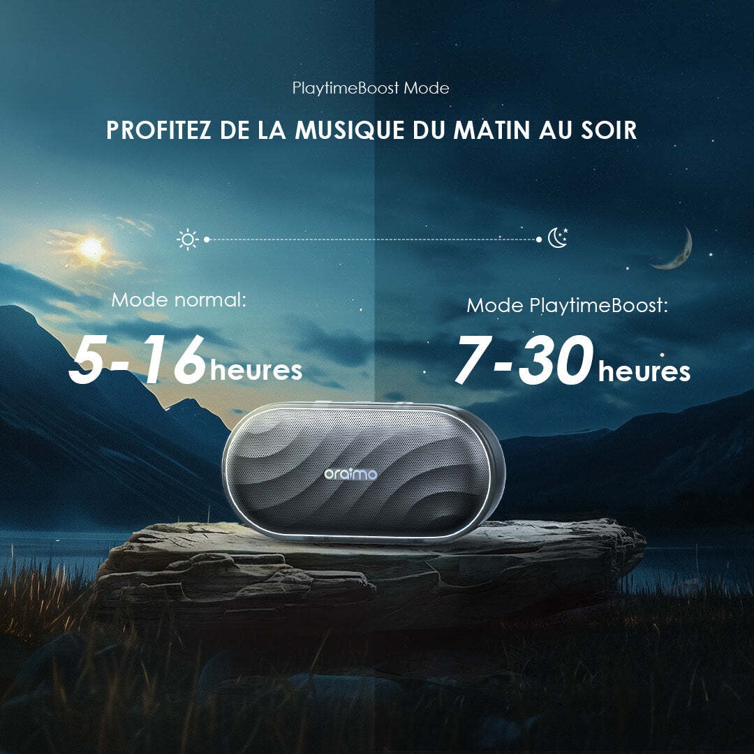 Enceinte oraimo SpaceBox autonomie 30 heures PlaytimeBoost