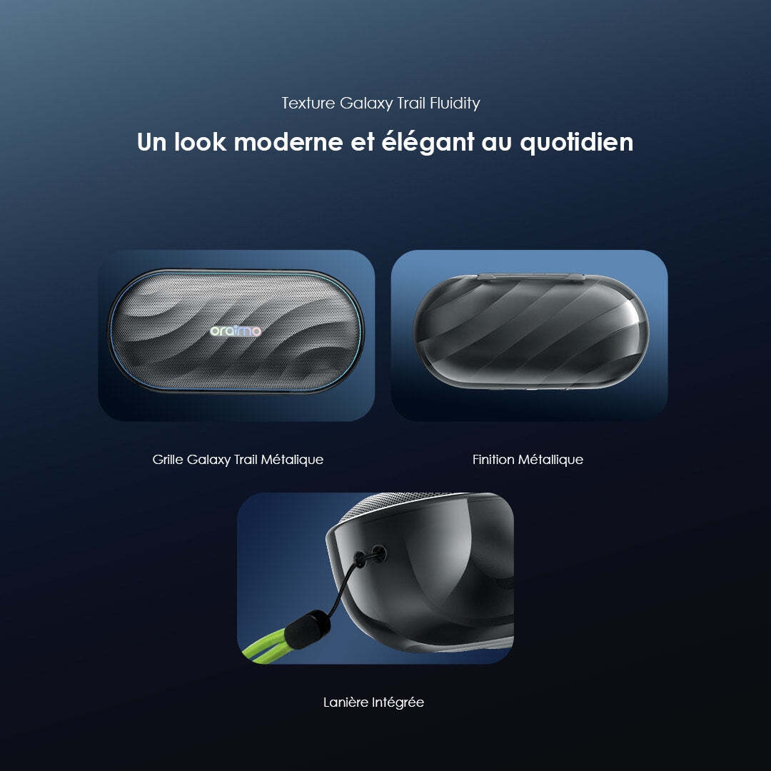 Enceinte oraimo SpaceBox design Galaxy Trail Fluidity