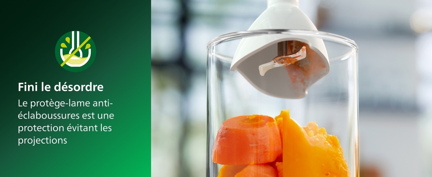 Récipient en plastique ou en verre transparent avec des segments d'agrumes oranges visibles, sur fond d'une carte d'information verte sur le produit.