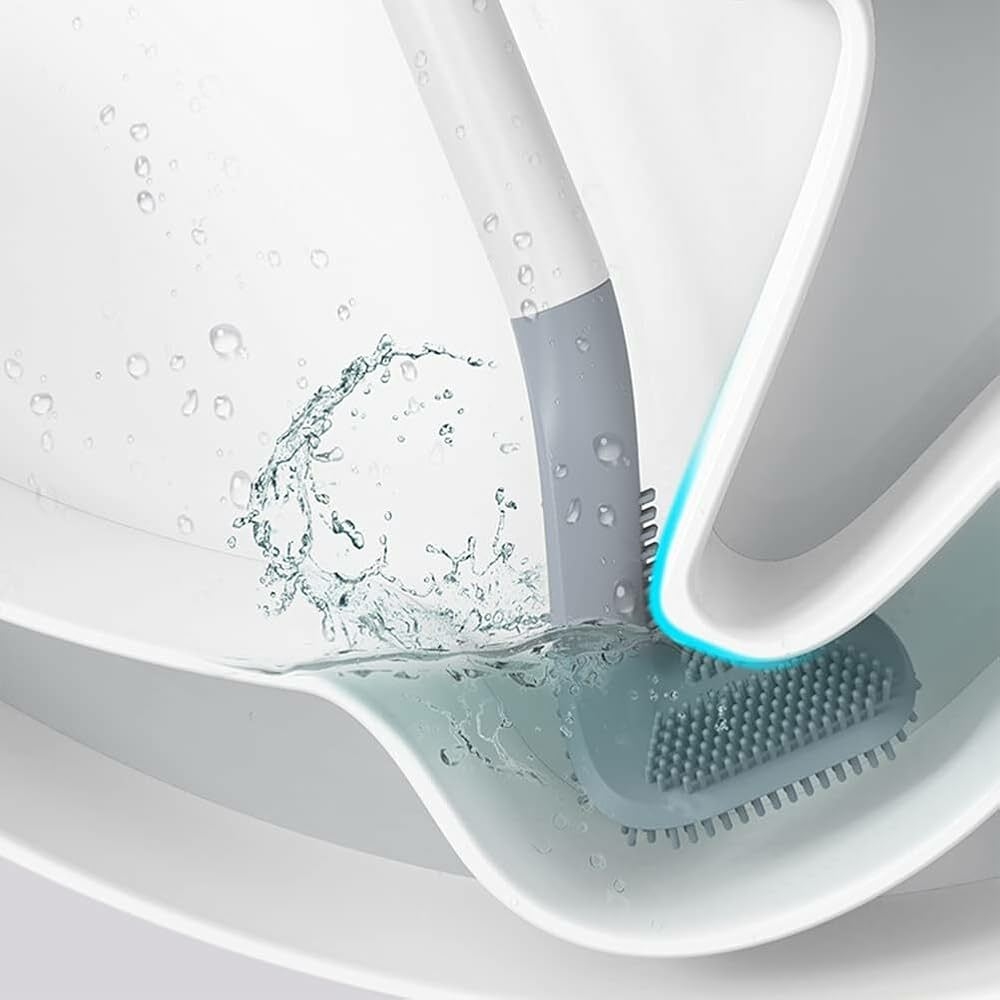 Brosse WC de Golf, Brosse de Toilette à Manche Long,Brosse de Toilette à  360 °,Brosse de Nettoyage en Silicone Flexible pour Cuvette de Toilette  Murale sans perçage, séchage Rapide(40 x 7,2 x
