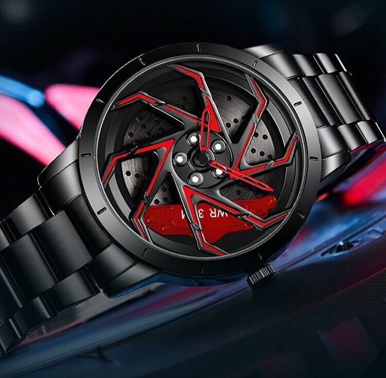 Montre-bracelet de sport automobile Fast & Furious jante en alliage cadran rotatif automatique à quartz - Image 3 de 19